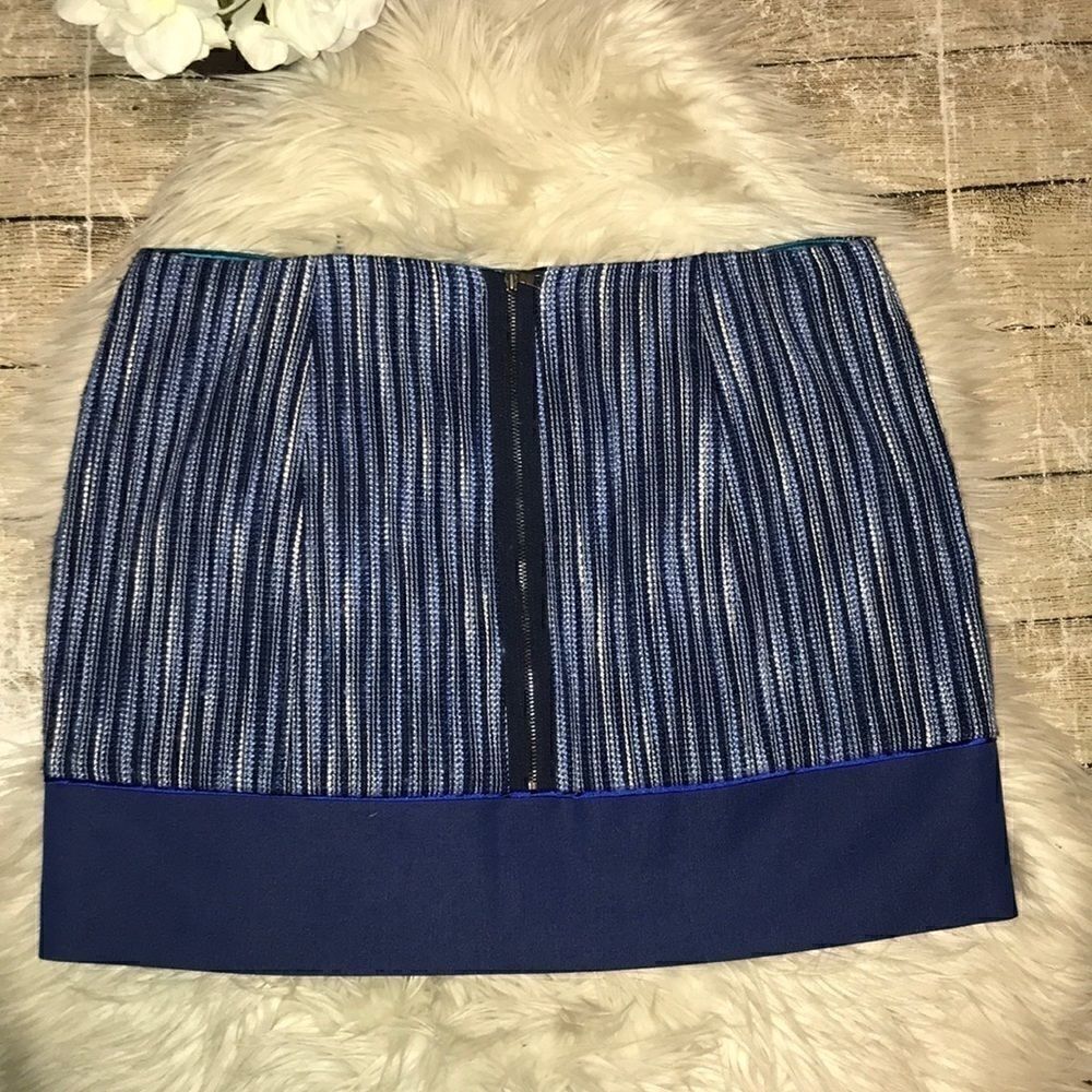 Tahari Blue Textured Stripe Mini Skirt - Picture 2 of 7